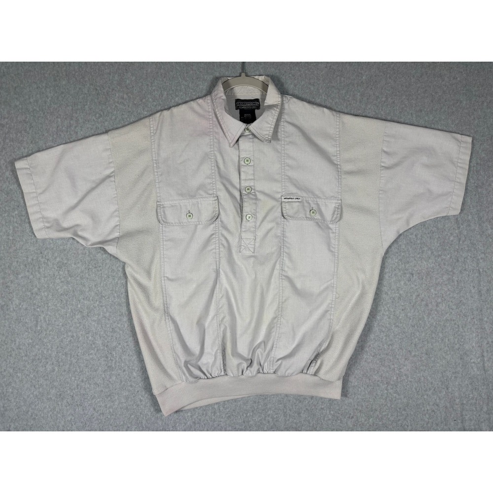 Members Only Mens Gray Short Sleeve Pullover Shirt Ribbed Waist Vintage Medium
